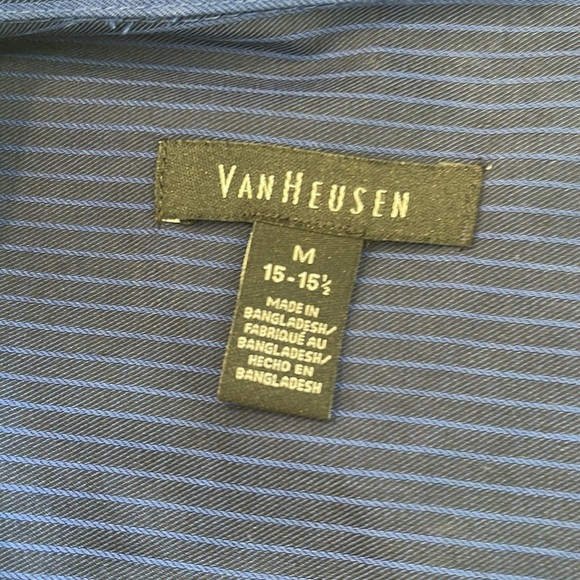 NWT Van Heusen Long Sleeve Blue Striped Shirt - Size M (15-15 1/2) - Picture 7 of 9